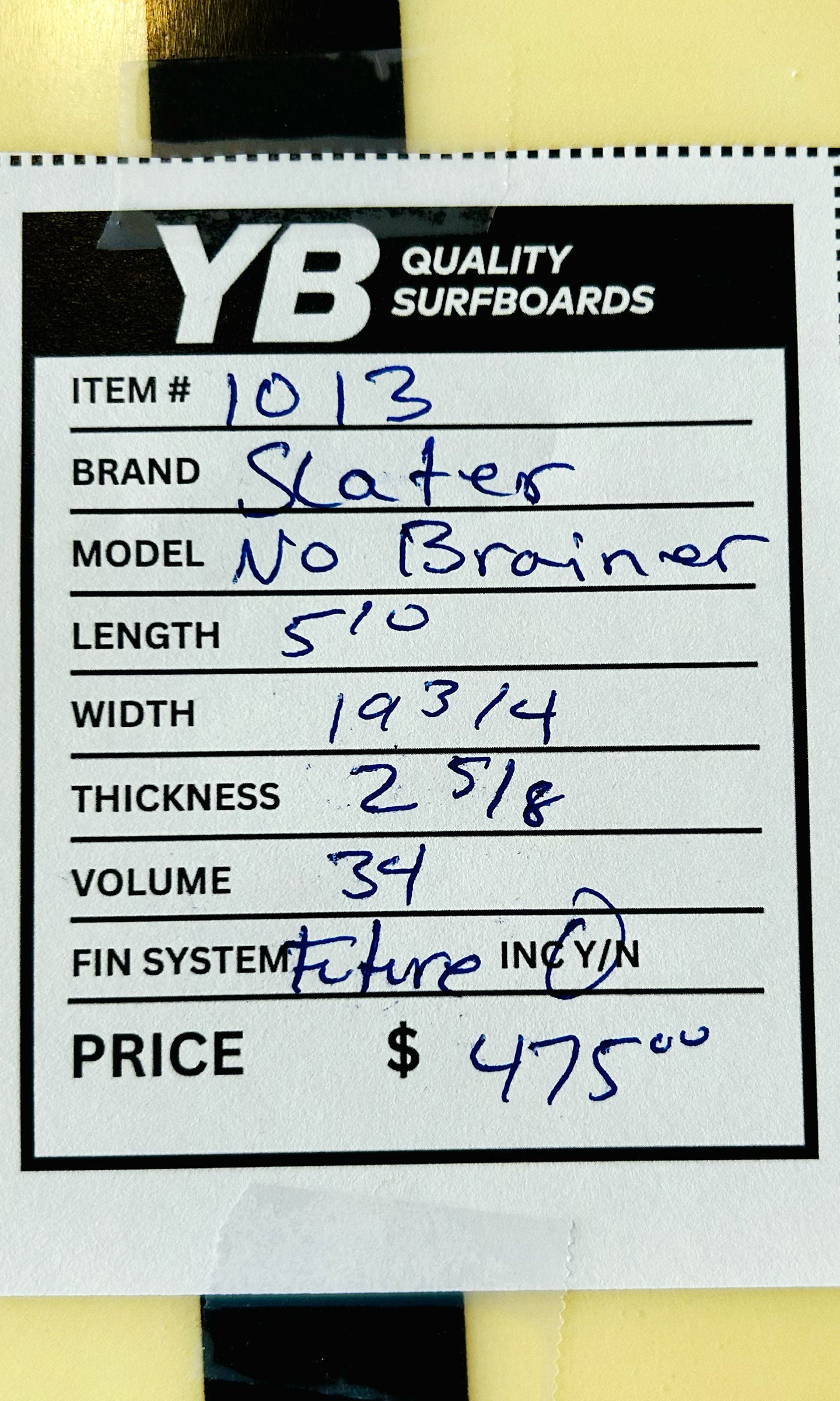 Slater Designs 5'10" 34L No Brainer Used Surfboard