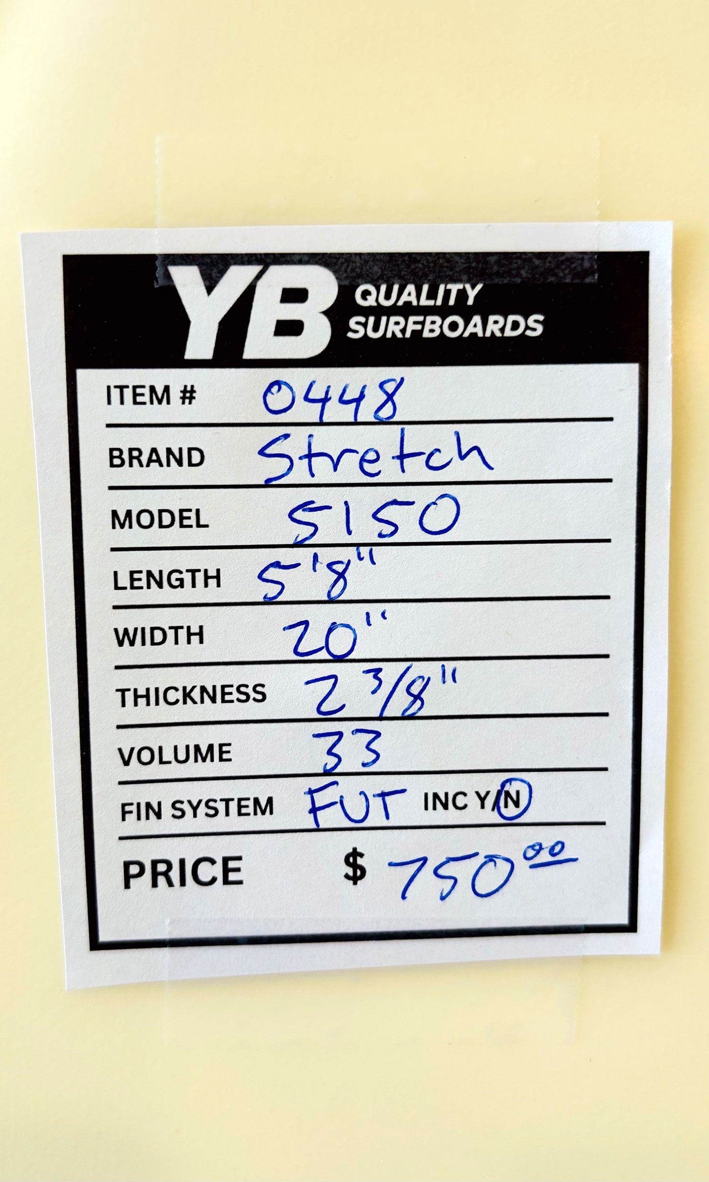 Stretch 5'8" 33L 5150 Surfboard