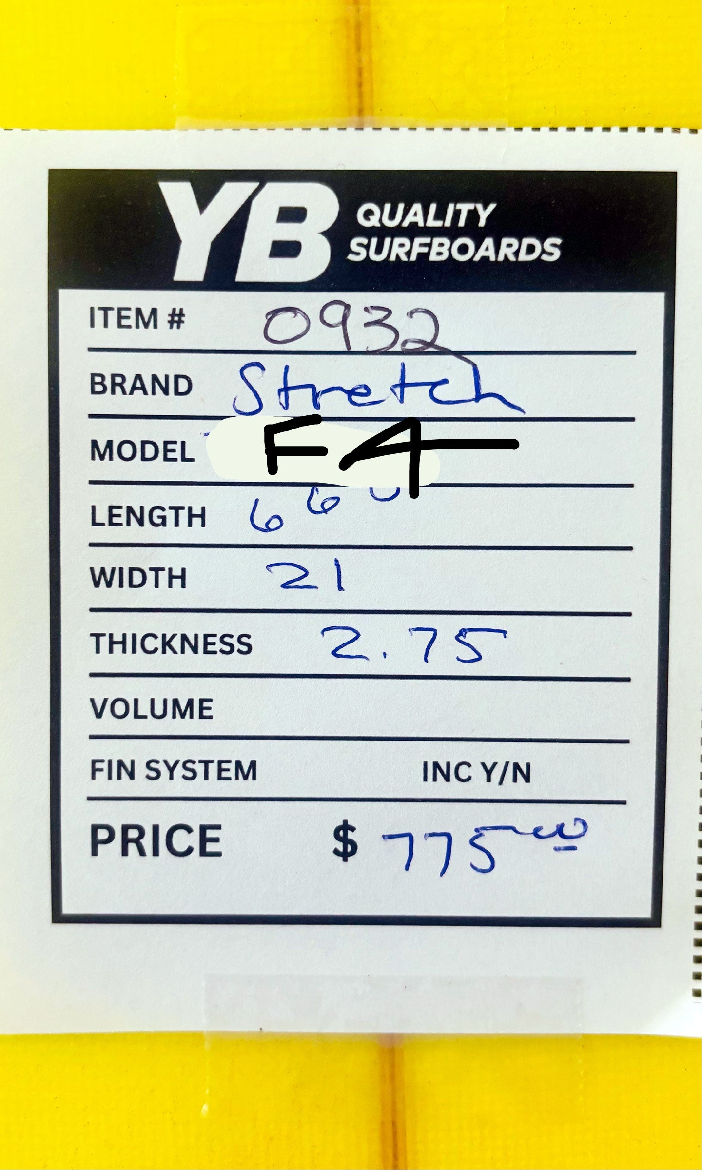 Stretch 6'6" 25L Fletcher Four Used Surfboard