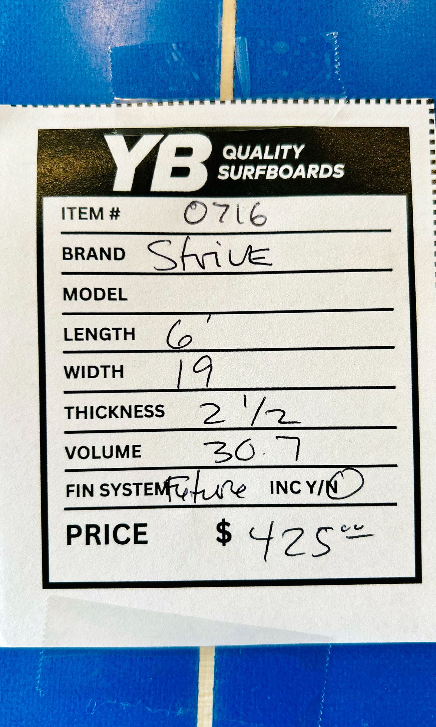 Strive 6'0" 30.7L Used Surfboard