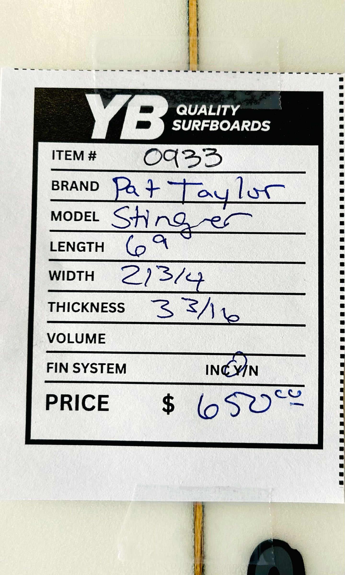 Pat Taylor 6'9" Stinger Used Surfboard