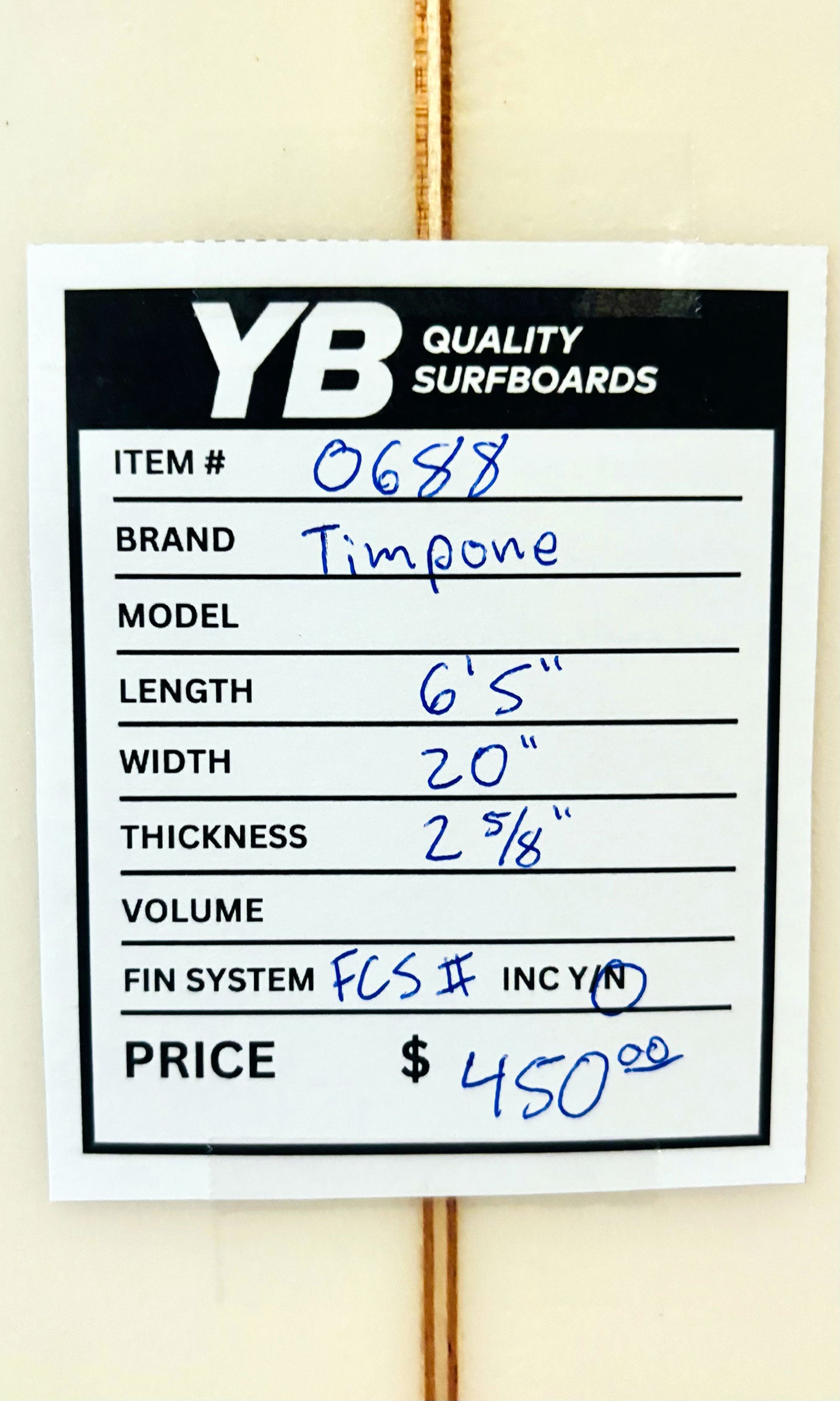 Timpone 6'5" Surfboard