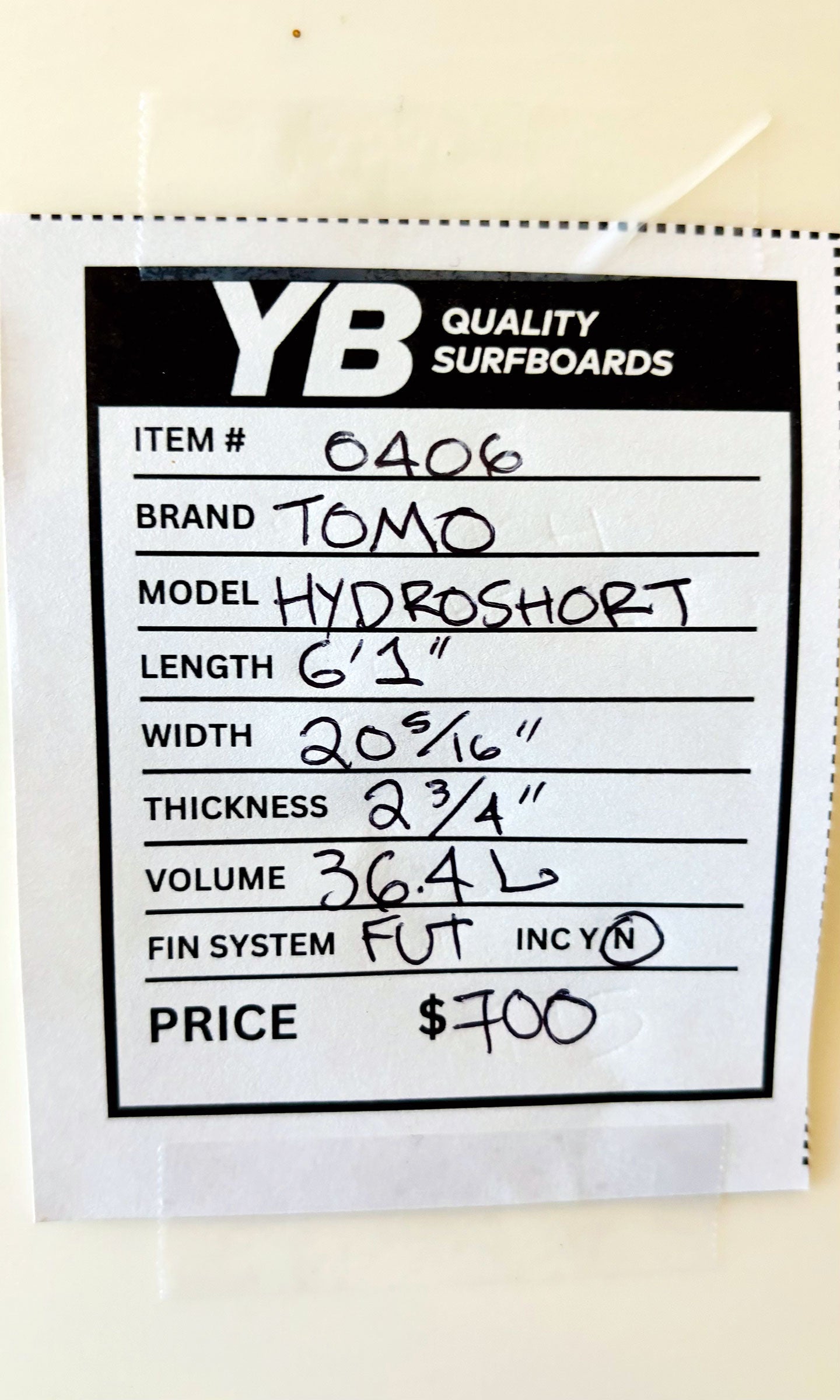 Tomo 6'1" 36.4L Hydroshort