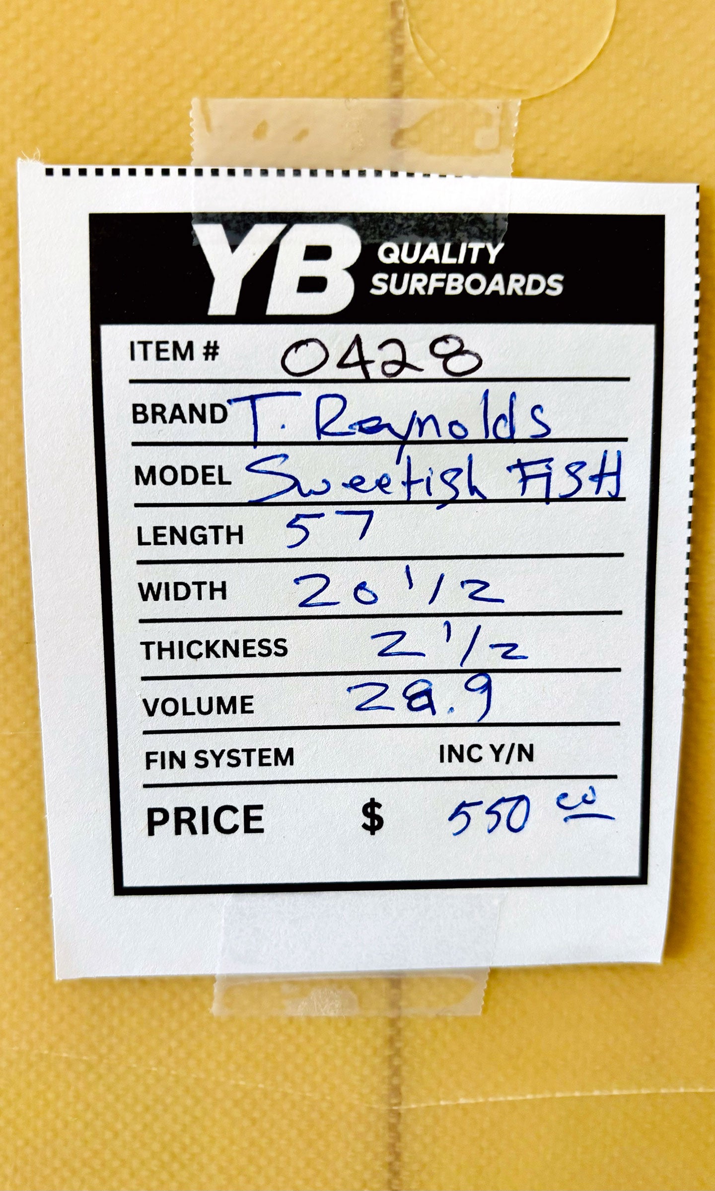 Travis Reynolds 5'7" 28.9L Sweetish Fish Twin Fin Surfboard