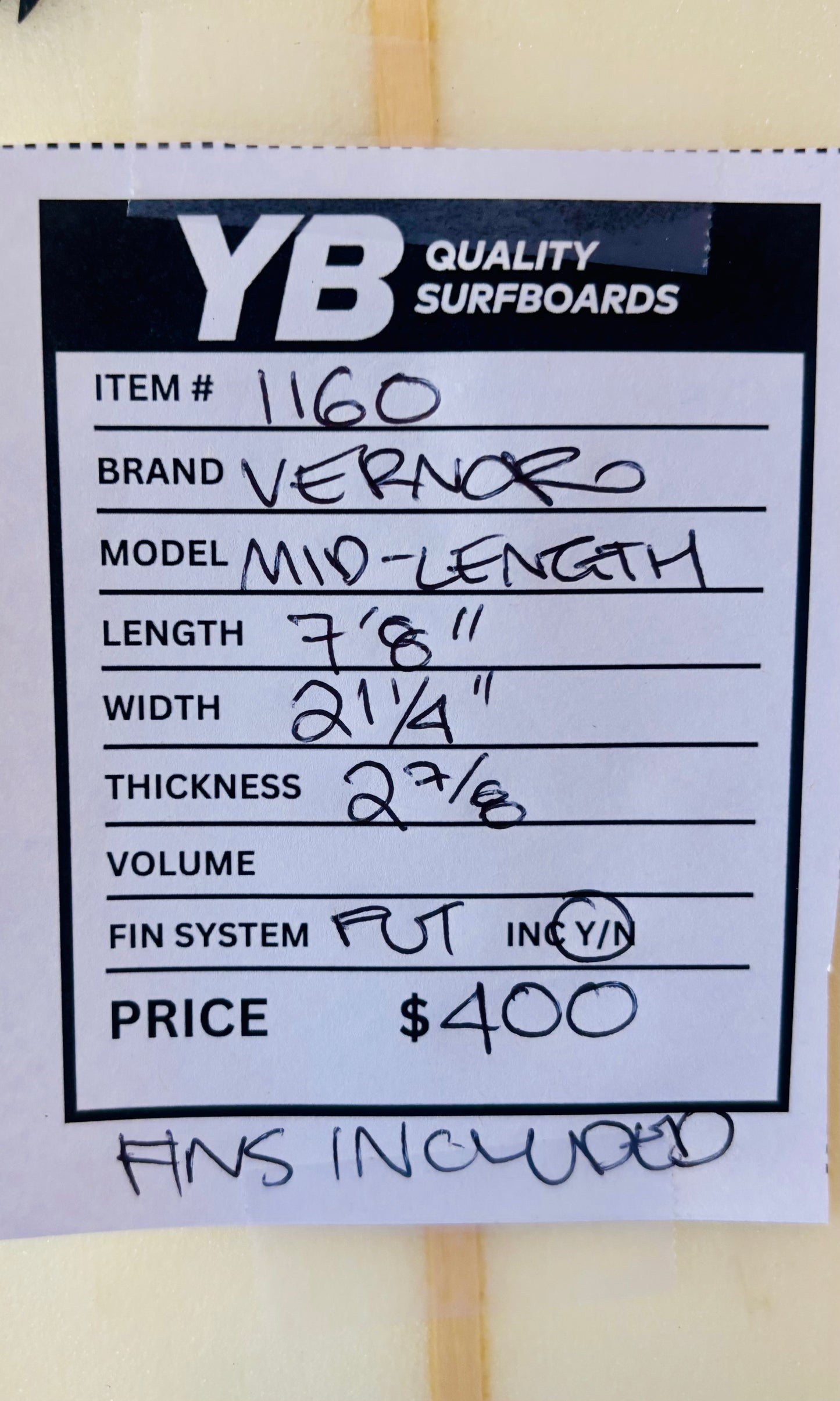 Vernor 7'8" Mid Length Used Surfboard