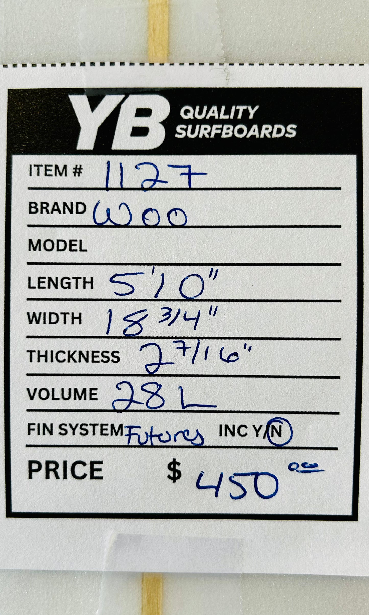 Woo 5'10" 28L Used Surfboard