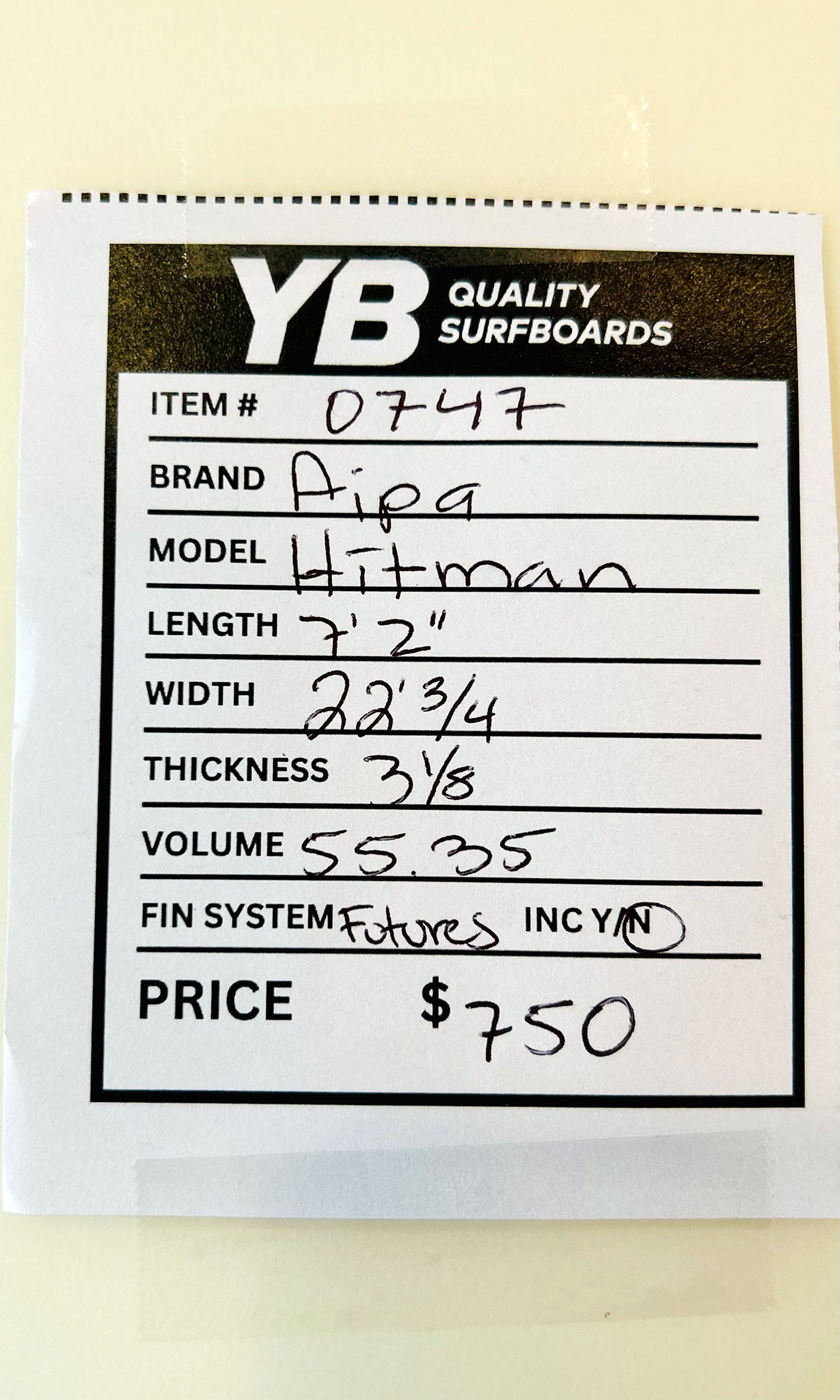 Aipa 7'2" 55L Hitman Used Surfboard