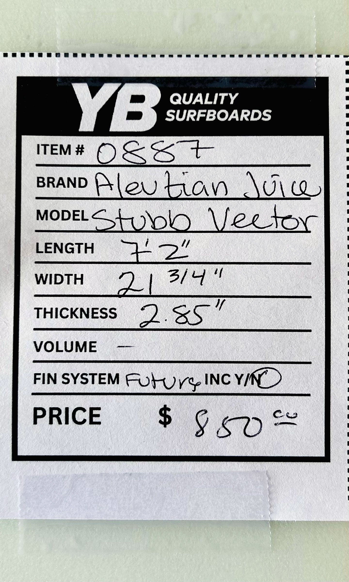 Aleutian Juice 7'2" Stubb Vector Used Surfboard