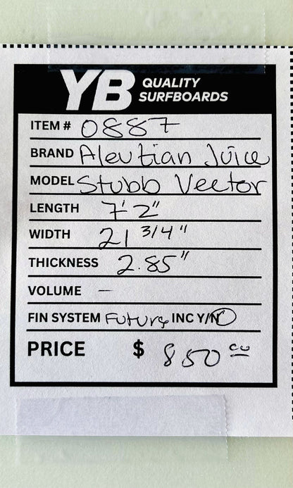 Aleutian Juice 7'2" Stubb Vector Used Surfboard