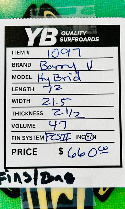 Barry V 7'2" 47L Hybrid Used Surfboard