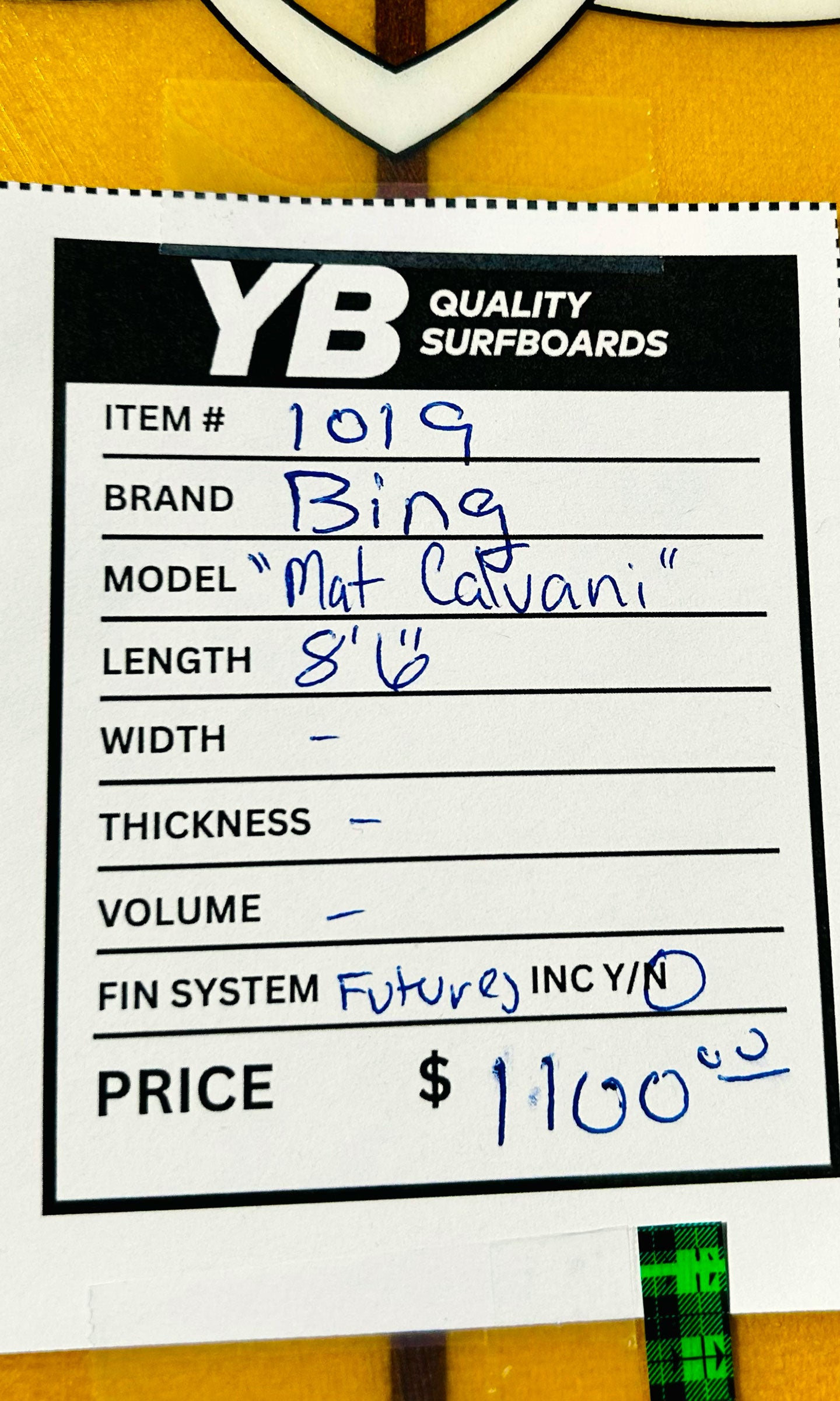 Bing 8'6" Mat Calvani Model Used Longboard