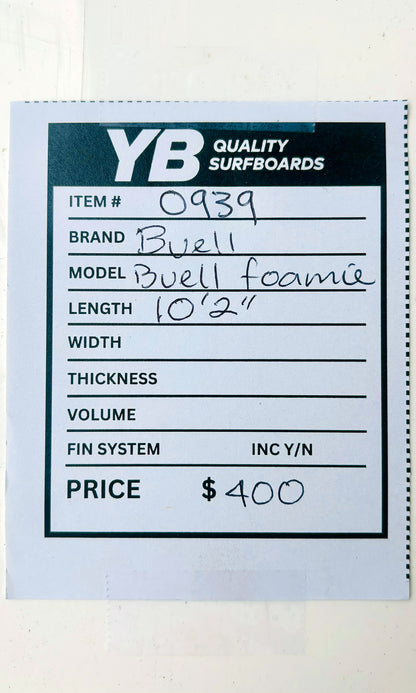 Buell 10'2" Foamie Used Longboard
