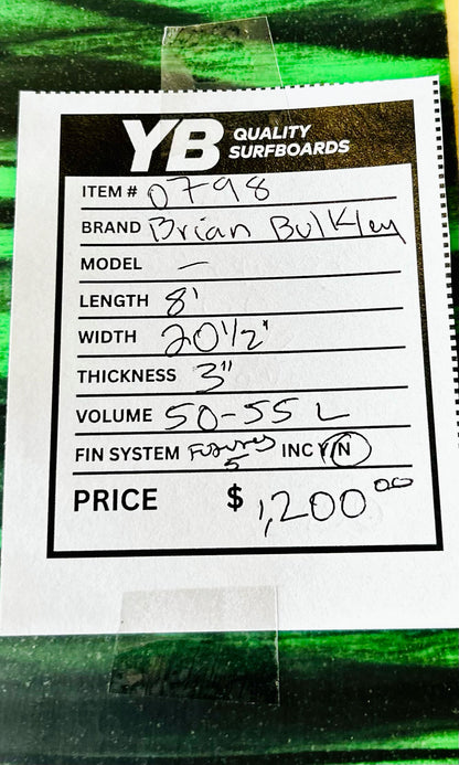 Brian Bulkley 8'0" 55L Big Wave Gun Surfboard