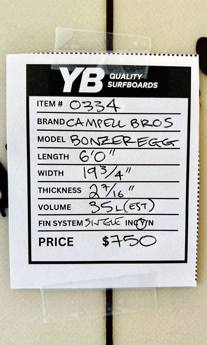 Campbell Brothers 6'0" 35L Bonzer Egg