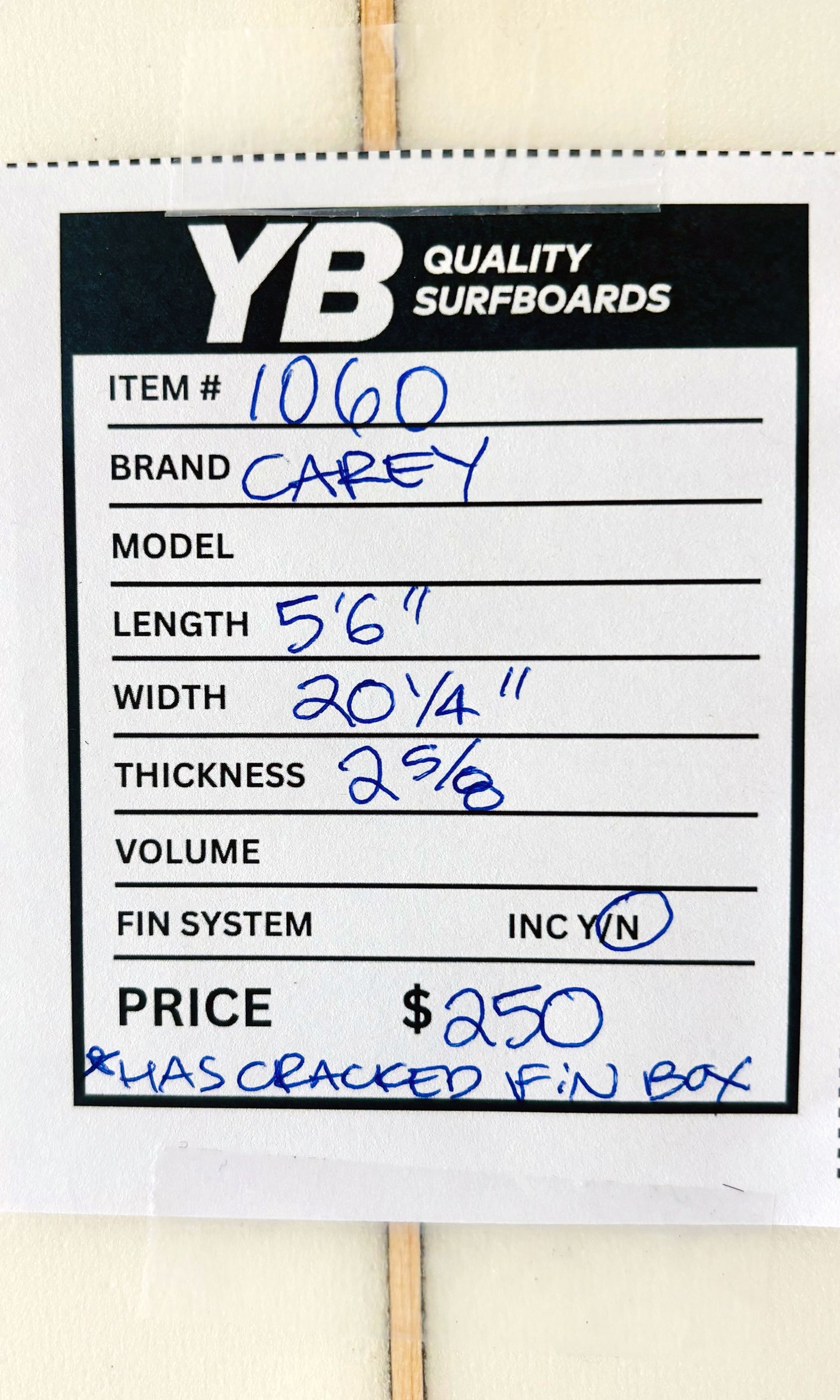 Carey 5'6" Used Surfboard