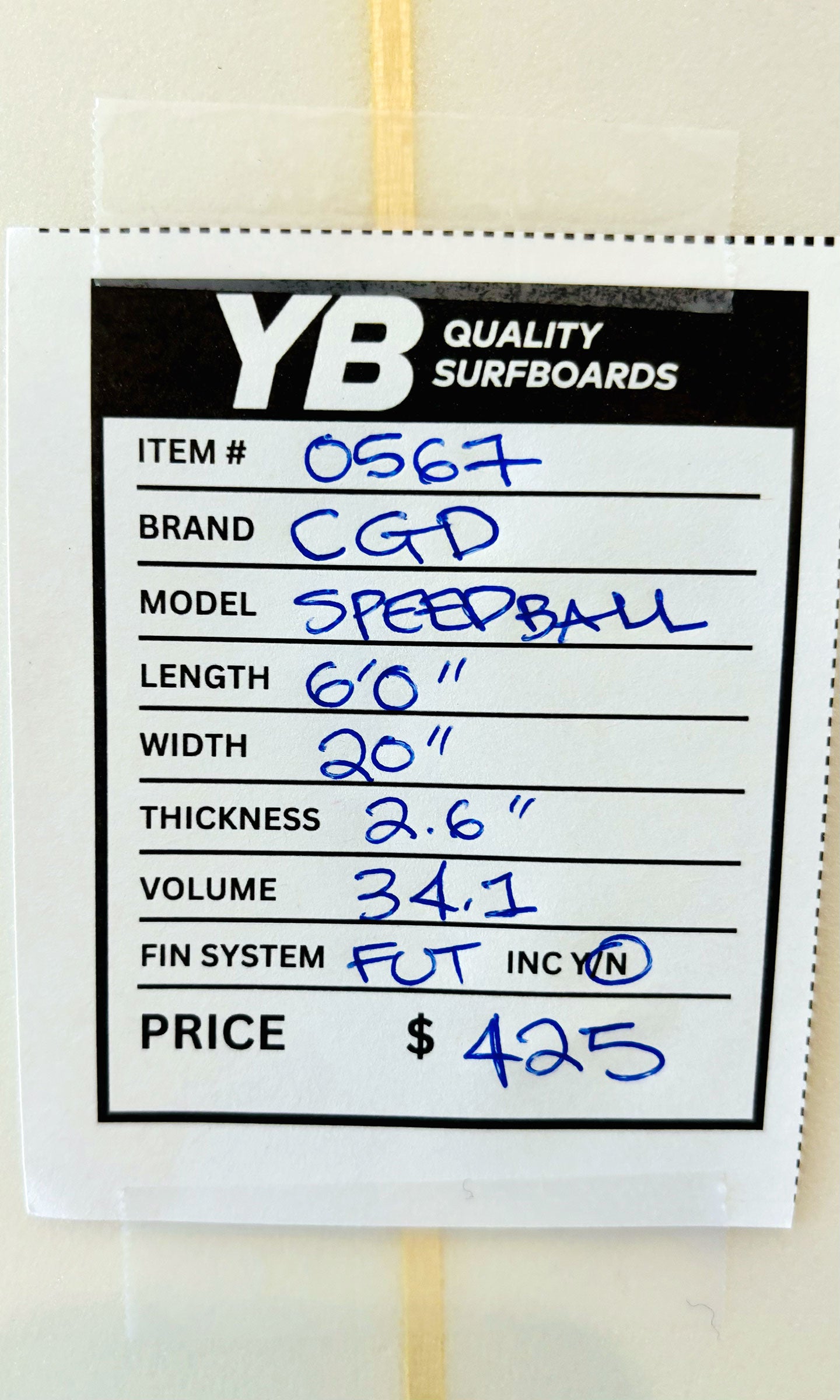 Chris Gallagher Designs 6'0" 34L Speedball Surfboard