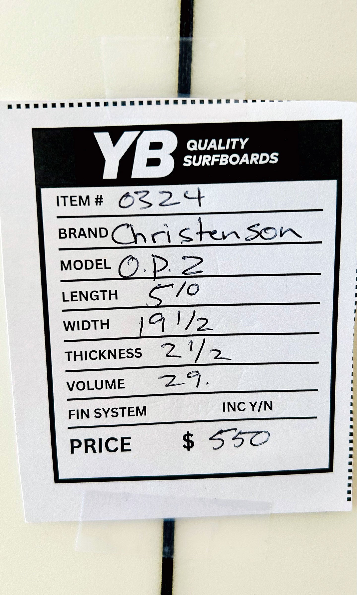 Christenson 5'10" 29L OP2