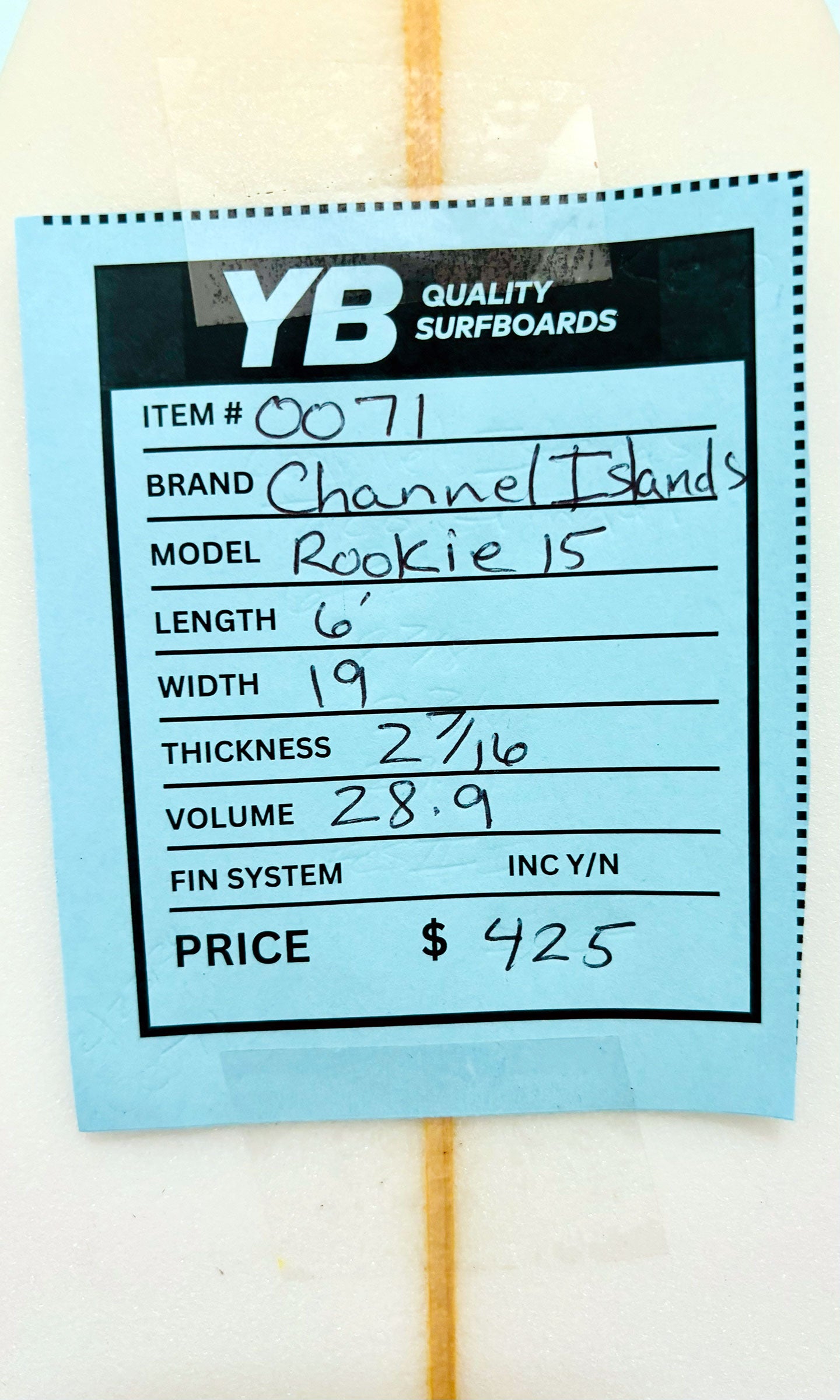 Channel Islands 6'0" 28.9 Rookie 15