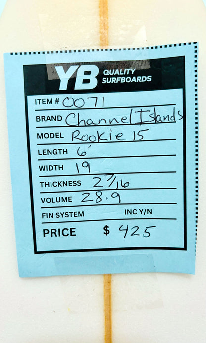 Channel Islands 6'0" 28.9 Rookie 15