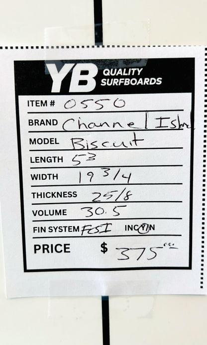 Channel Islands 5'3" 30.5L Biscuit Surfboard