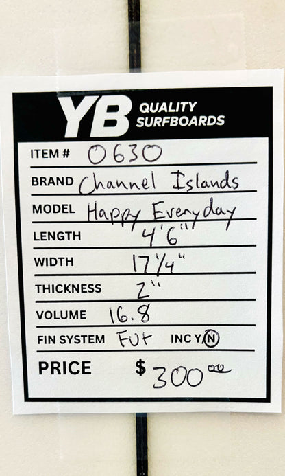Channel Islands 4'6" 16.8L Happy Everyday Grom Surfboard