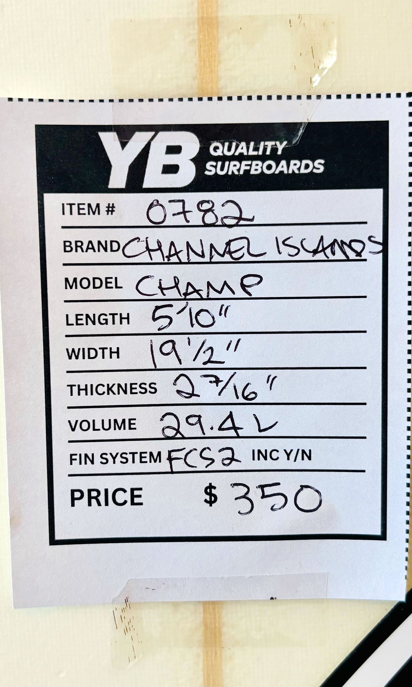 Channel Islands 5'10" 29.4L Champ Used Surfboard