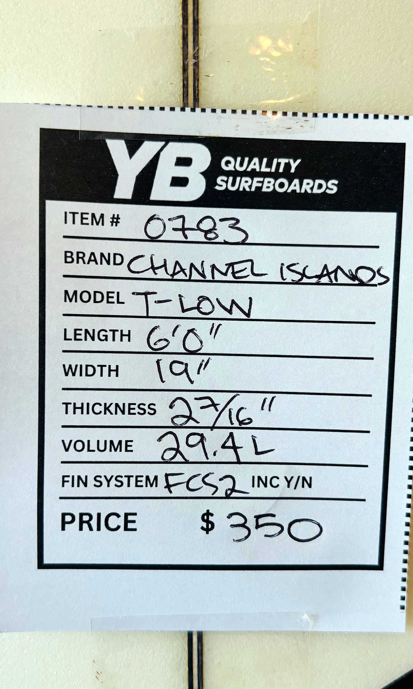 Channel Islands 6'0" 29.4L T-Low Surfboard