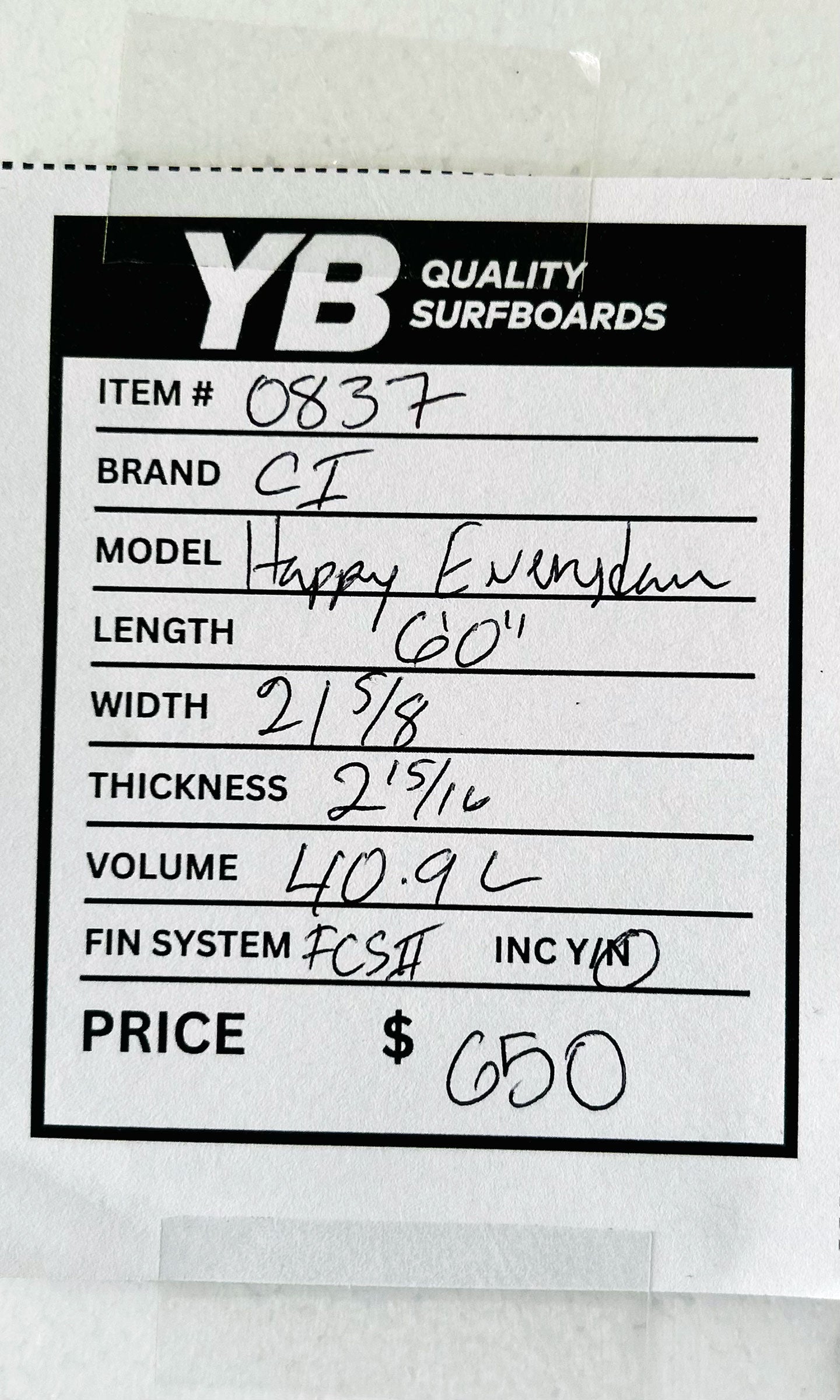 Channel Islands 6'0" 40.9L Happy Everyday Used Surfboard