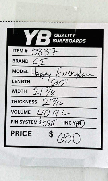 Channel Islands 6'0" 40.9L Happy Everyday Used Surfboard