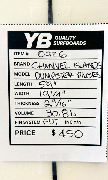 Channel Islands 5'9" 30.8L Dumpster Diver Used Surfboard
