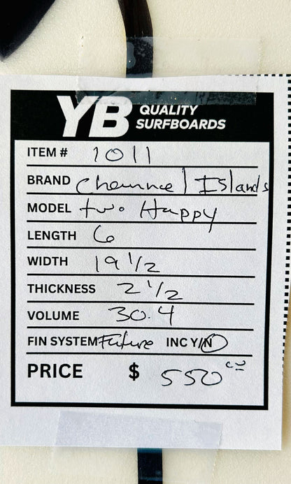 Channel Islands 6'0" 30.4L Two Happy Used Surfboard