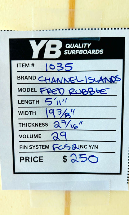 Channel Islands 5'11" 29L Fred Rubble Used Surfboard