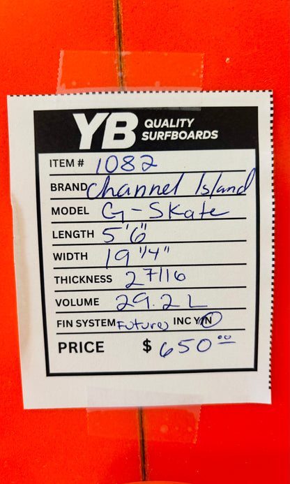 Channel Islands 5'6" 29.2L G-Skate Used Surfboard