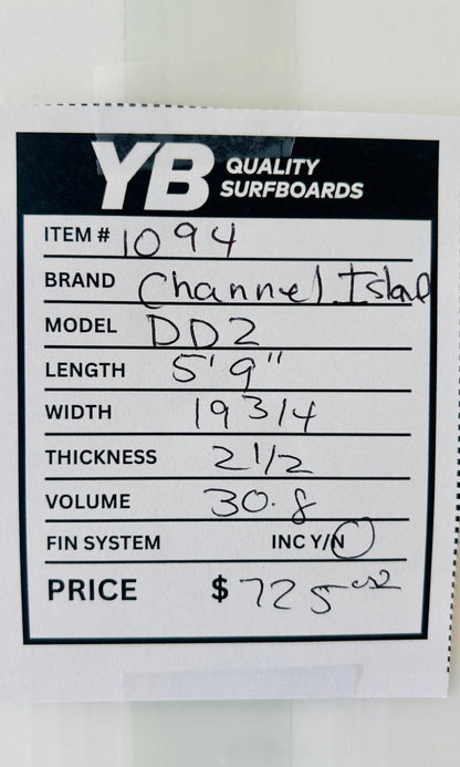 Channel Islands 5'9" 30.8L DD2 Used Surfboard