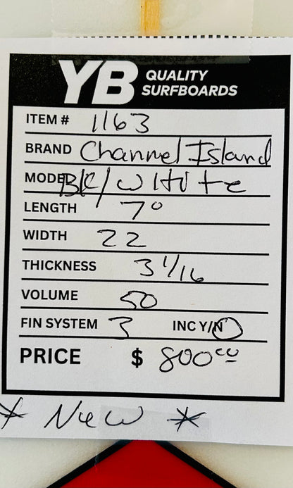 Channel Islands 7'0" Black & White New Surfboard