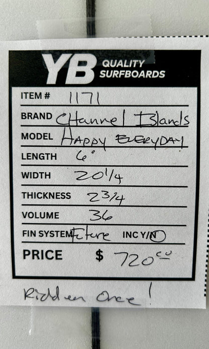 Channel Islands 6'0" 36L Happy Everyday Used Surfboard