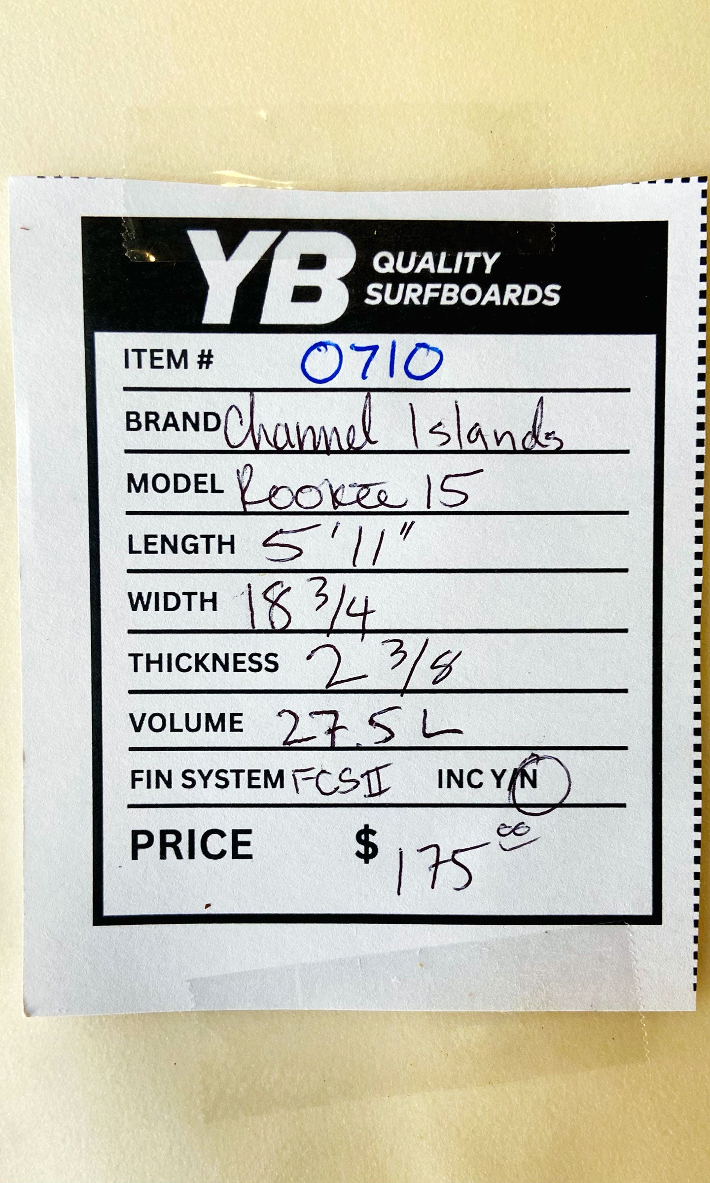 Channel Islands 5'11" Rookie 15 Used Surfboard