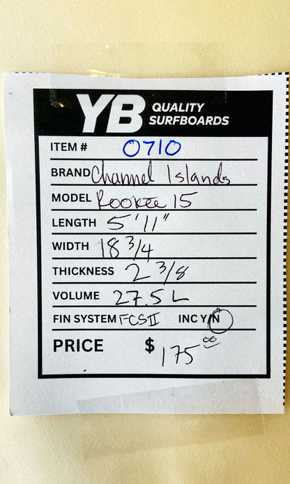 Channel Islands 5'11" Rookie 15 Used Surfboard