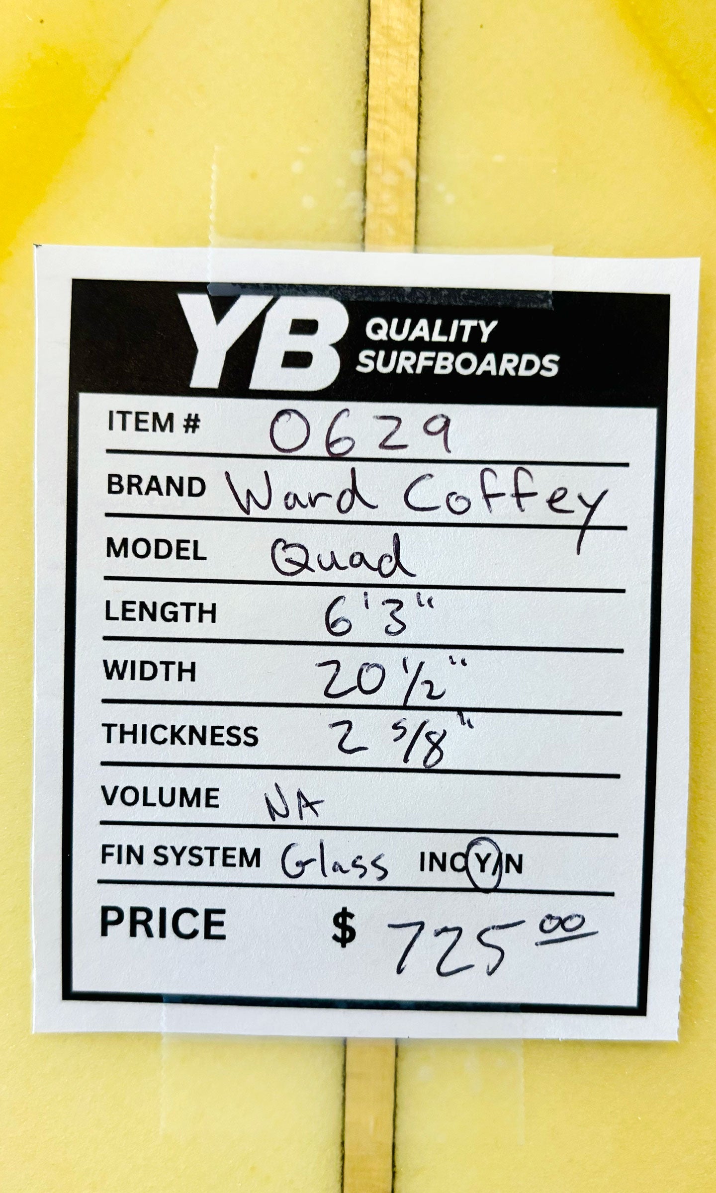 Ward Coffey 6'3" Quad Surfboard