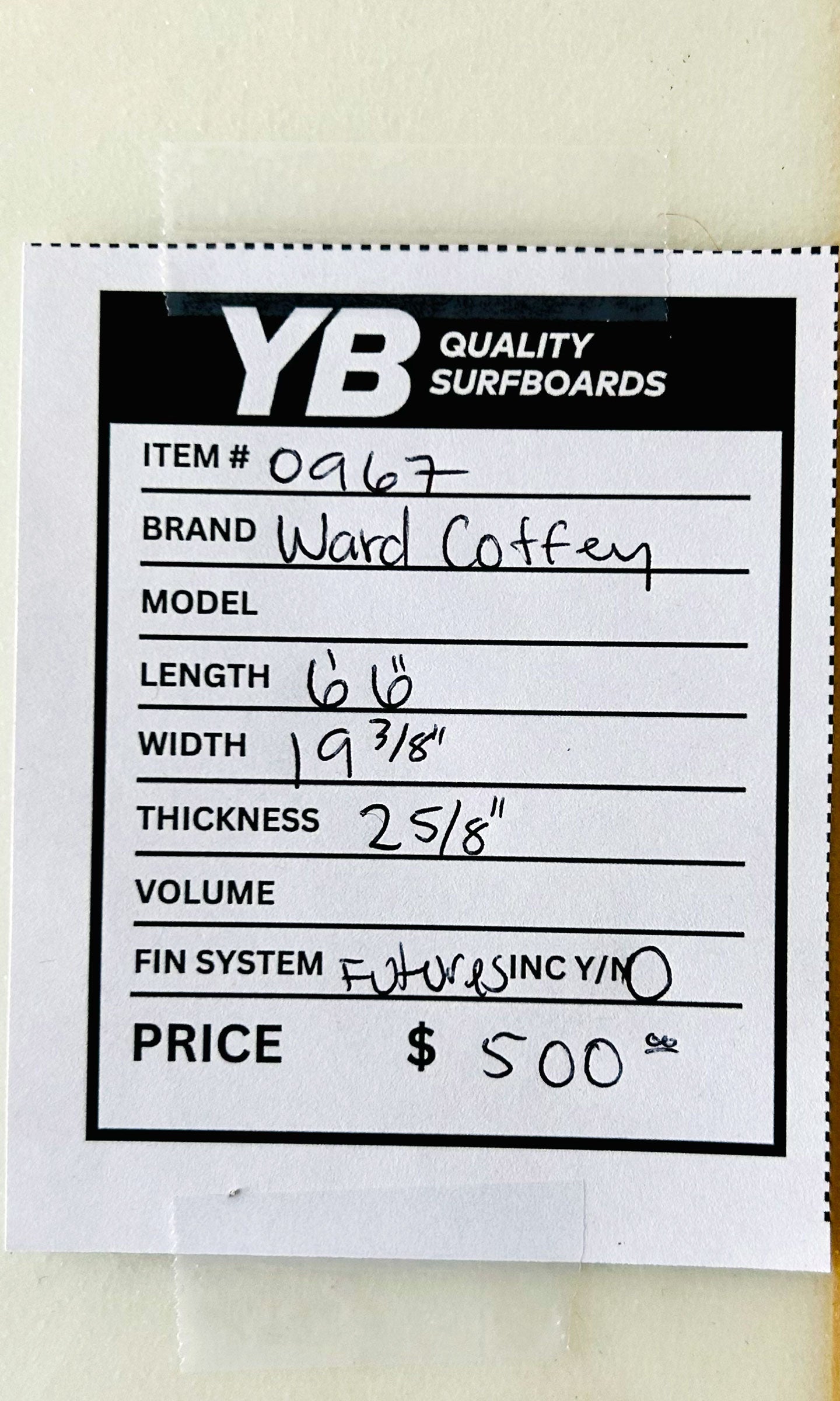 Ward Coffey 6'6" Used Surfboard