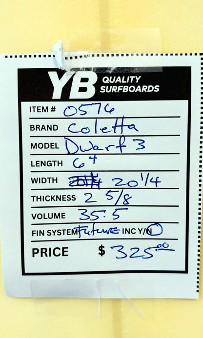 Steve Coletta 6'4" 35.5L Dwarf 3 Surfboard