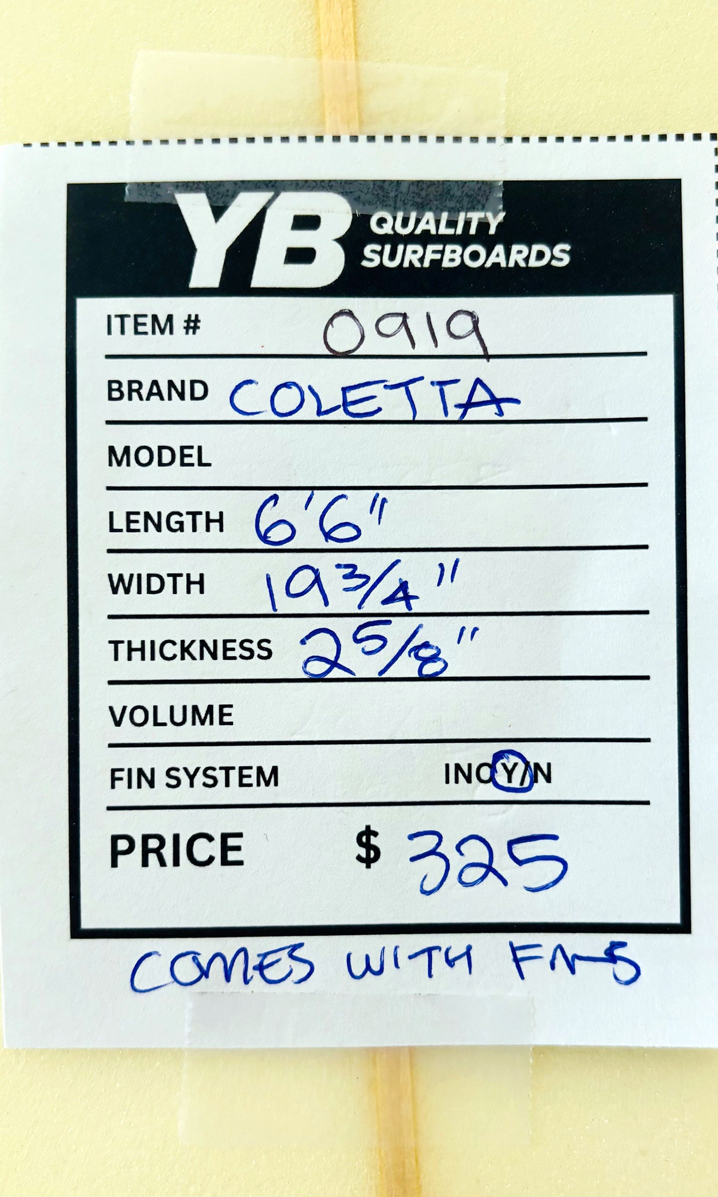 Steve Coletta 6'6" Step Up Used Surfboard