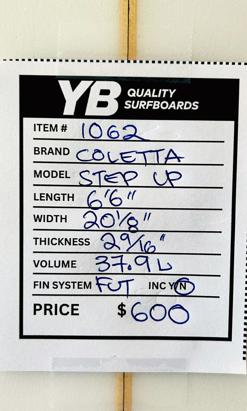 Steve Coletta 6'6" 37.9L Step Up Used Surfboard