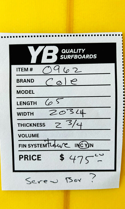 Cole 6'5" Used Surfboard