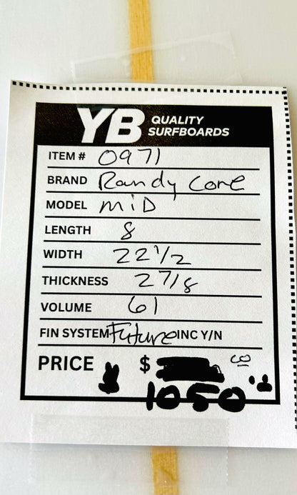 Randy Cone 8'0" 61L Mid Length New Surfboard