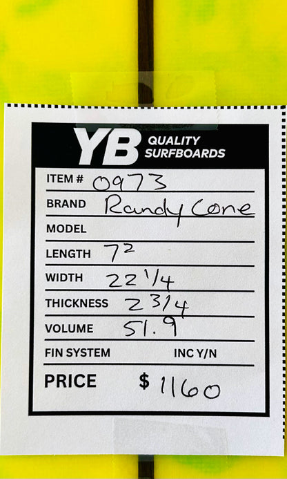 Randy Cone 7'2" 51.9L Mid Length New Surfboard