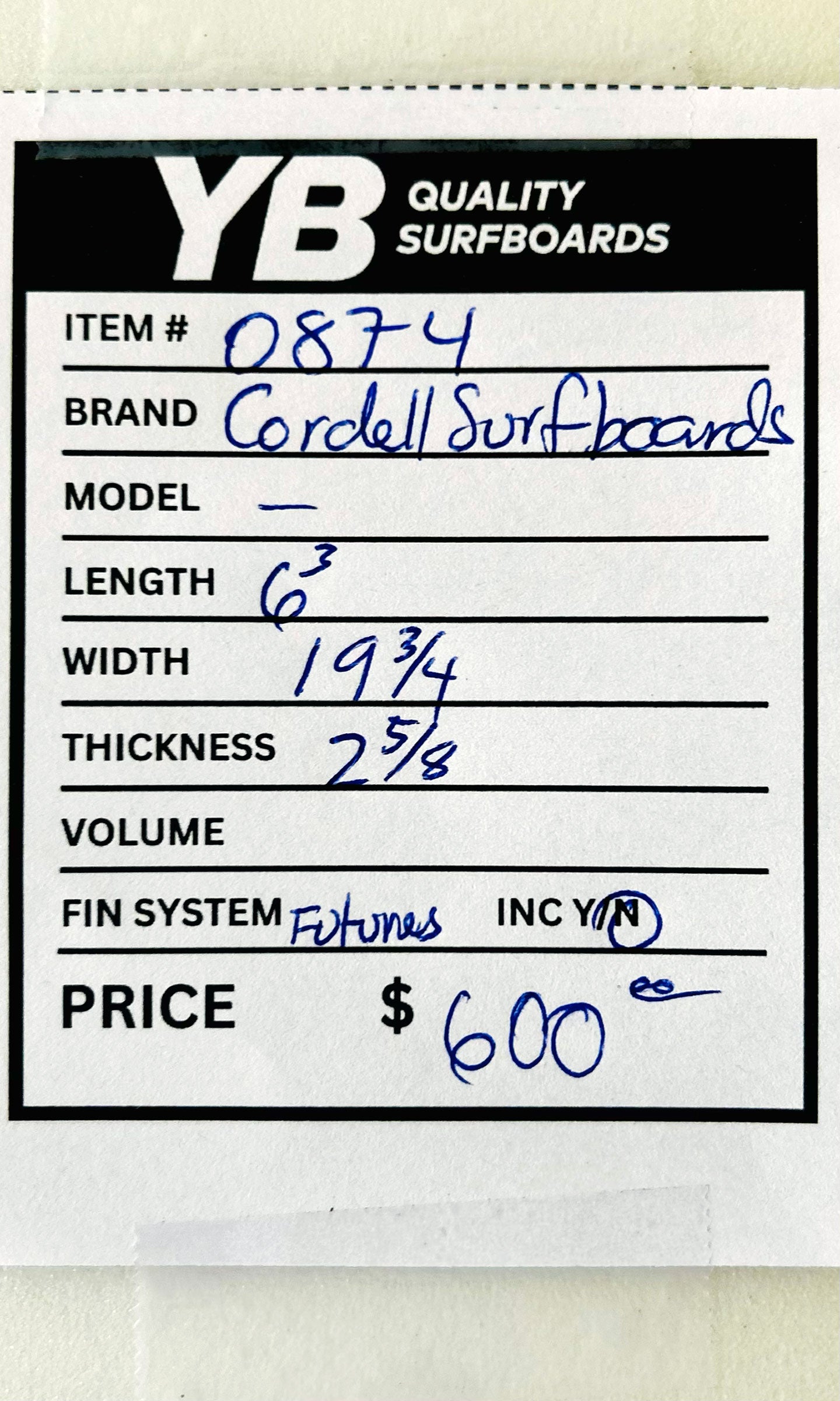 Cordell Miller 6'3" 34L Used Surfboard