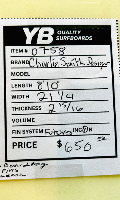 Charlie Smith Designs 8'10" Used Surfboard