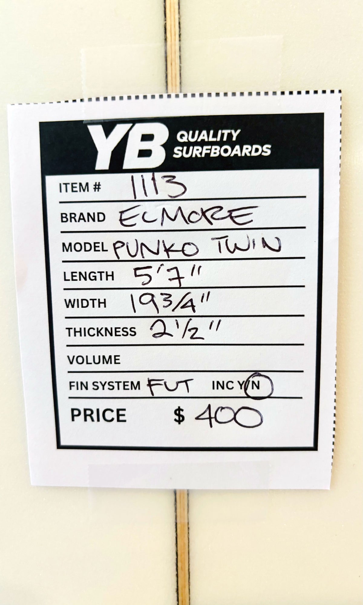 Elmore 5'7" 29L Punko Twin Used Surfboard