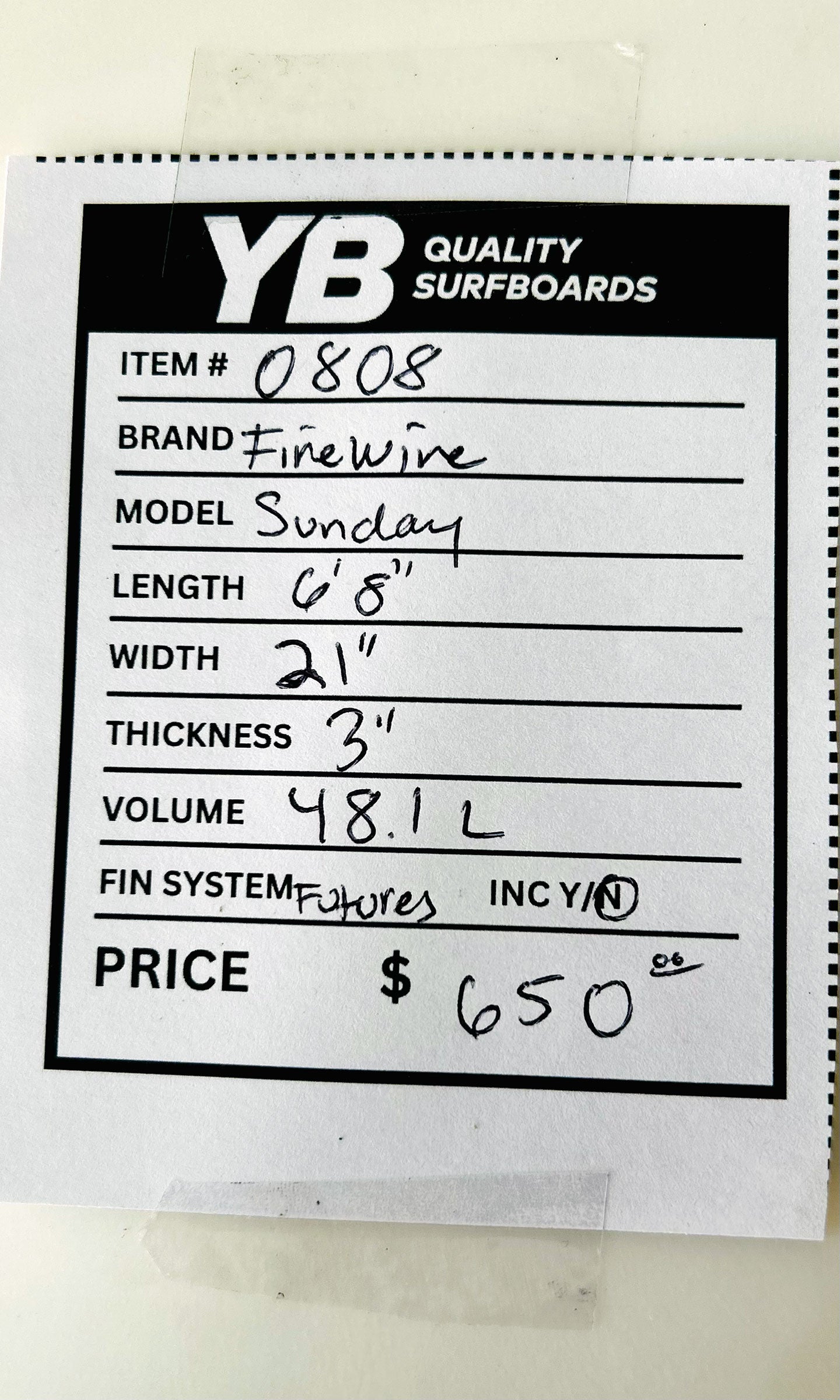 Firewire 6'8" 48L Sunday Surfboard